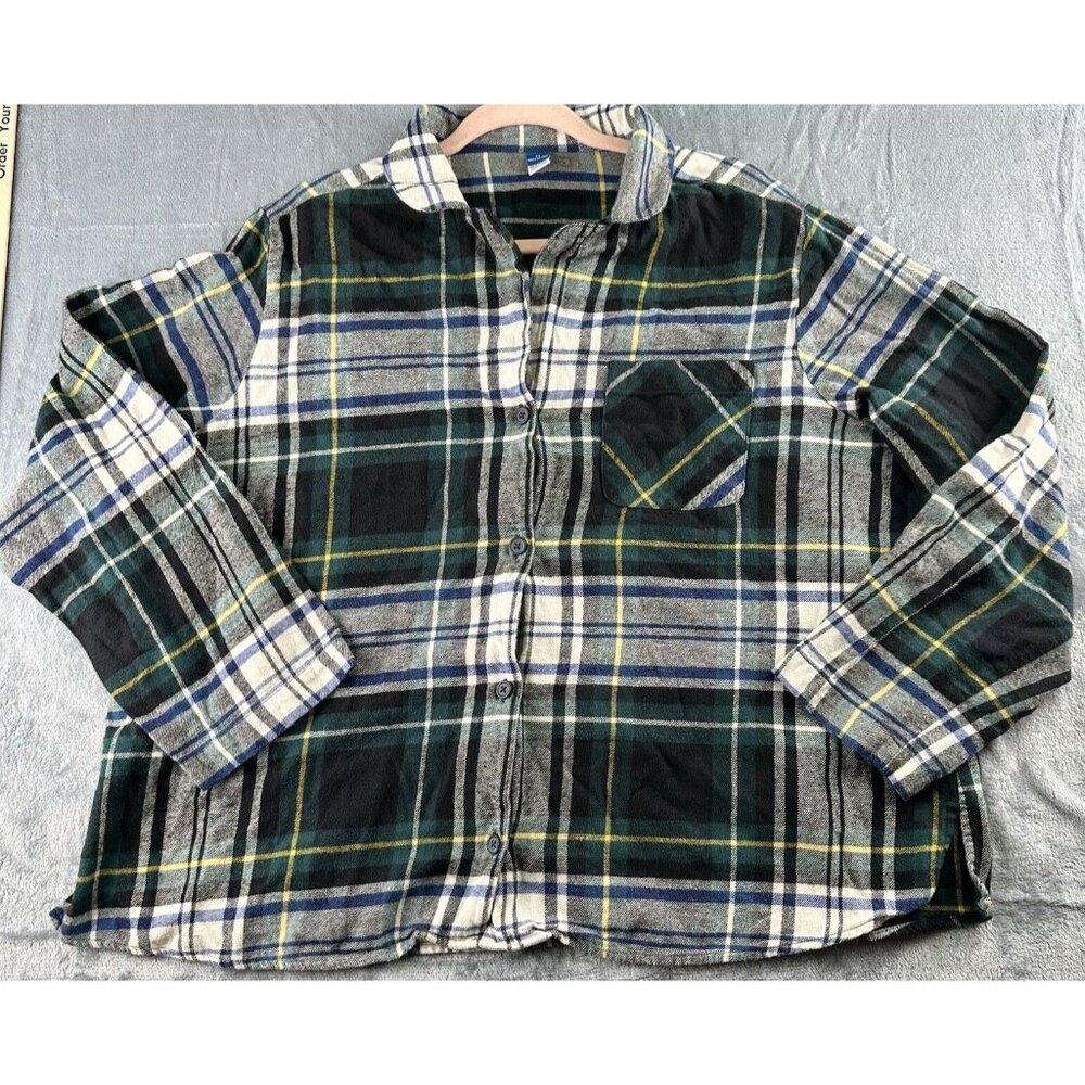 Old Navy Plaid‎ Flannel Pajama Set Men's Big & Tall 2X Green Navy Top & Bottom